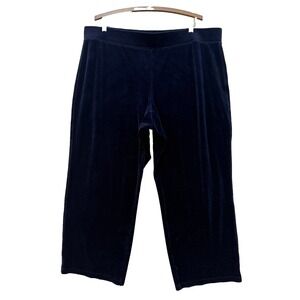 Talbots Woman Size 2X Navy Velour Stretch Pull On Pants 27" Inseam